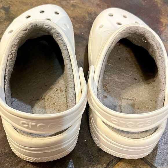 Crocs Kids White Lined Slingback Clogs 3 J 5 - Picture 9 of 12